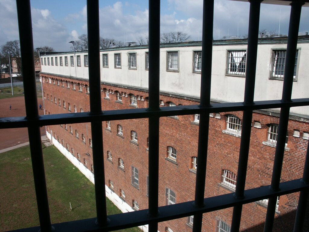 A view of the Fuhlsbüttel Prison through the barred window