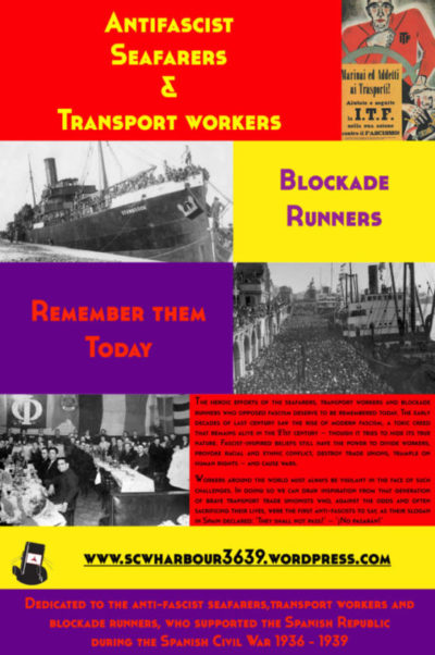 Antifascist poster in remembrance of the Seafarers, Dockers and Blockade Runners of the Spanish Civil War