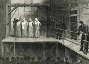 De fire mænd, der blev hængt den 11. november 1887: George Engel, Adolph Fisher, Albert Parson og August Spies. Historien om 1. maj