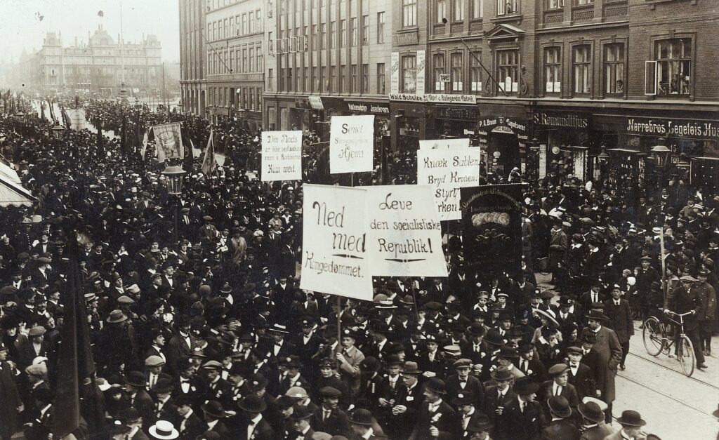 1. Mai Demonstration in Kopenhagen, Dänemark, 1915