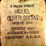 Miquel Oliver Socias. En af messingminde’stenene’ dedikeret til de beboere i Palma de Mallorca, der var ofre for fascismen. Snublesten. Foto: Folke Olsson