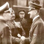 Franco og Hitler i Hendaya, ved grænsen til Frankrig, 1940, venskabeligt håndtryk
