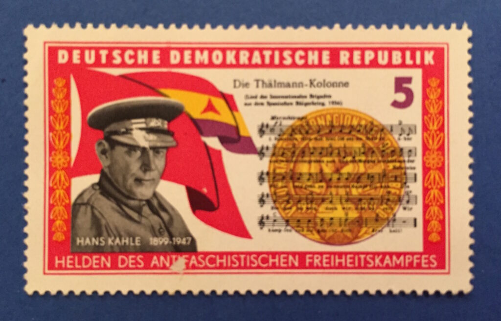 Stamp commemorating Hans Kahle and the Thälmann Battalion. Photo: Dennie Ditzel
