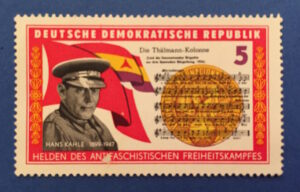 Briefmarke der DDR zum Gedenken an Hans Kahle und das Thälmann-Bataillon. Foto: Dennie Ditzel