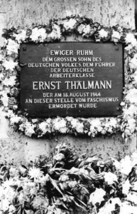Ernst Thälmann memorial plaque in the courtyard of the crematorium of the former Buchenwald concentration camp
